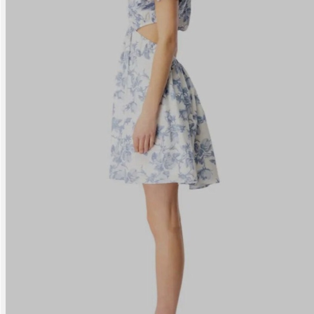 Bardot, Blue & White Floral Cutout Mini Dress Cotton, Size M EUC - Picture 11 of 16